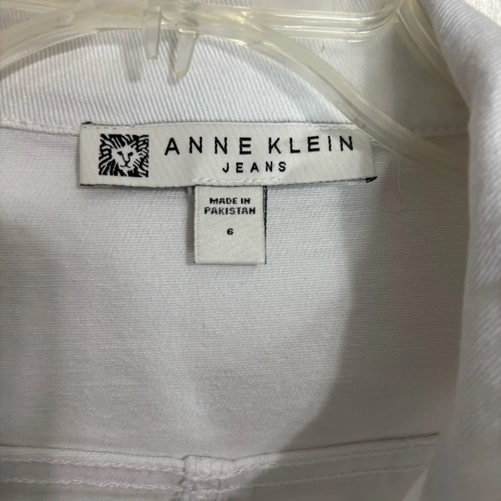 Anne Klein White Jean Jacket Cropped Classic - Picture 3 of 6